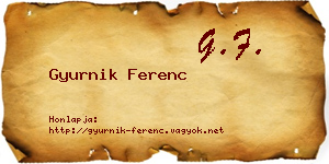 Gyurnik Ferenc névjegykártya